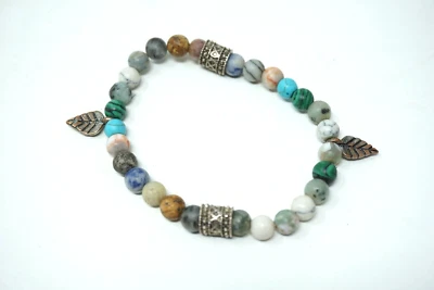 Cuentas de piedras preciosas redondas naturales de 8 mm hechas a mano dijes de plata pulseras joyería Foto 1 de 4