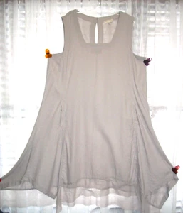 CYNTHIA ROWLEY PLUS 2X ROOMY GRAY A-LINE LINEN BLEND SLEEVELESS DRESS SUNDRESS - Picture 1 of 12