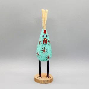 NAVAJO FOLK ART-SPARKLY TURQUOISE CHICKEN by CHANDLER & TAPHINA BEGAYE - Picture 1 of 5