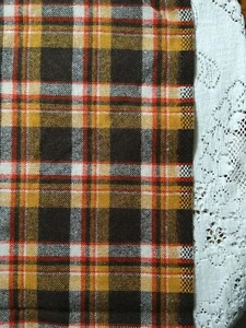 Brown Rust Red Tan Check Plaid Wool Fabric Remnant 15" L x 39" Wide PLUS - Picture 1 of 5