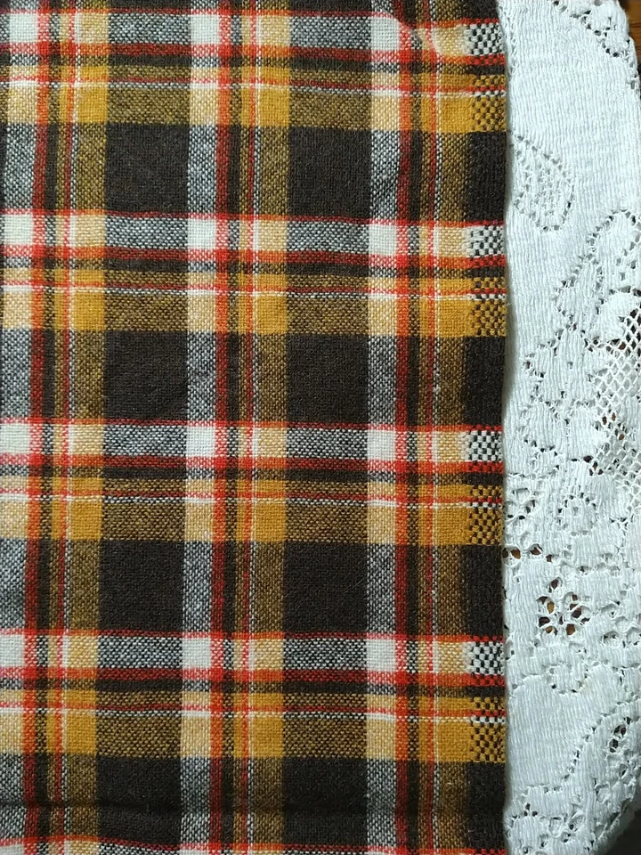 Remanente de tela de lana a cuadros marrón óxido rojo tostado 15" L x 39" ancho PLUS Foto 1 de 4