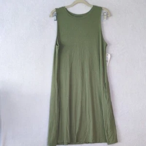 Time & Tru Women's Green Sleeveless Casual Minimalist Midi Dress Size L - Picture 1 of 6