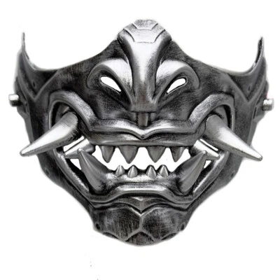 Oni Japanese Samurai Devil Warrior Ghost Mask Cosplay Masquerade Mask Jaw Teeth  - Image 1 of 2