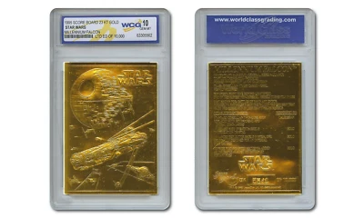 Tarjeta de oro original de 23 quilates Star Wars Millennium Falcon 1995 - gema graduada como nueva 10 Foto 1 de 3