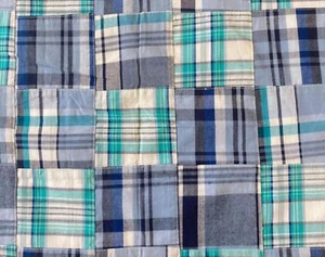 Tessuto a quadri Nantucket Madras blu patchwork / 100% cotone / tessuto patchwork / - Foto 1 di 5