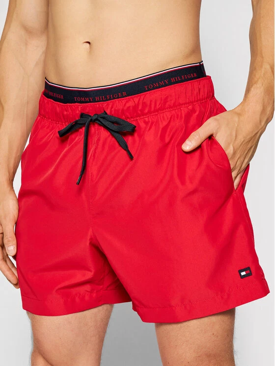 Tommy Hilfiger Moyen Cordon [ Gr. M ] Short de Bain Short Rouge Neuf & Ovp - Photo 1/1