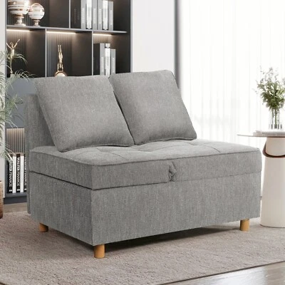 4-в-1 диван кровать стул, трансформируемый стул льняной ткани двухместный длинный спальный ~ США - Изображение 1 из 4