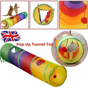 Pet Tunnel Toy Cat Rabbit Pop Up Tube Collapsible 2 Way Puppy Kitten Play NEW - Picture 1 of 16