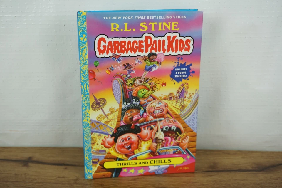 R.l. Stine Signed Garbage Pail Kids Book 1 Smellville 4 Bonus Stickers Hardcover