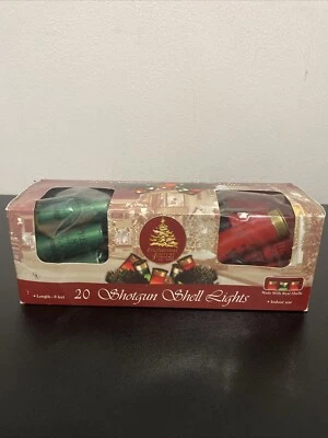 猎枪贝壳圣诞树灯正品20盏灯8英尺弦红色和绿色乡村风格 — 第 1/4 张图片