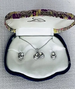 VINTAGE DIXELLE 925 STERLING SILVER & RHINESTONE NECKLACE & EARRING SET - Picture 1 of 7