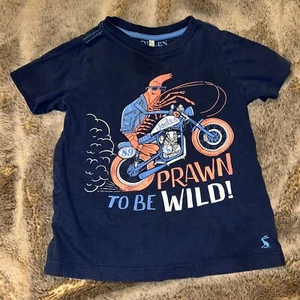 Boys Joules Brand Prawn To Be Wild Navy  T- Shirt Size 5/6 Years - Picture 1 of 5