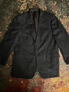 Hardy Amies 3 Button Navy Blue Suit RN# 84126 65% Poly/35% Wool - Picture 1 of 5