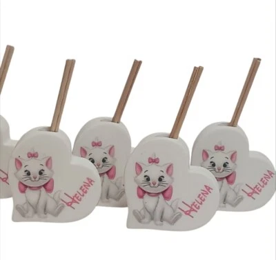 FATTO A MANO Bomboniera battesimo profumatore Cuore Diffusore Gattina Minu ARISTOGATTI Minnie