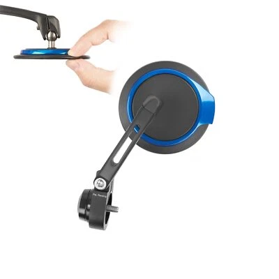 Espejos retrovisores de extremo de barra azul AURA redondos para Moto Guzzi V7 III Milano roscados barra OEM Foto 1 de 4