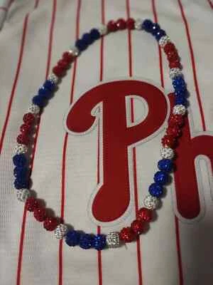 Philadelphia Phillies Beaded Necklace Inspired by Kyle Schwarber MLB Sparkly - Image 1 of 4