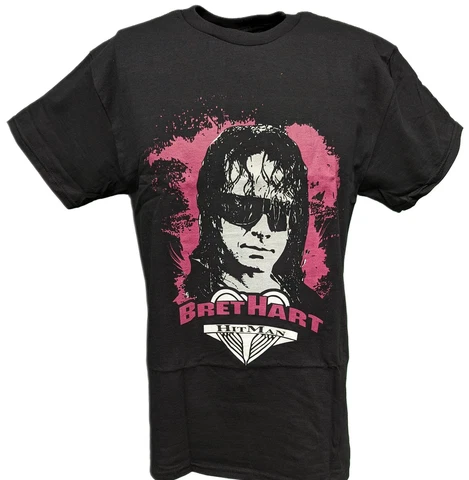 Bret Hitman Hart Profile WWE Mens Black T-shirt Cover
