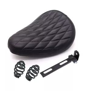 Black Diamond PU Leather Solo Seat Spring & Bracket For Harley Chopper Bobber - Picture 1 of 8