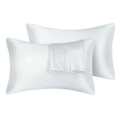 2 Pack Pillowcase Silk Satin Soft Soothes and Protects Skin Silky Pillow case - Image 1 of 4