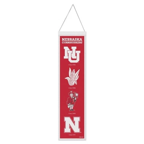 Nebraska Cornhuskers NCAA Heritage Banner Embroidered Wool 8" X 32" Cover