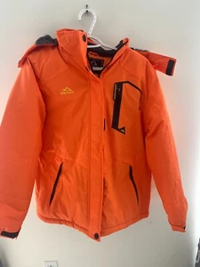 Orangefarbener Herrenparka mit Fleece gefütterter Kapuze - Größe M - Neu ohne Etikett - Bild 1 von 2