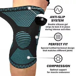 Copper Knee Support Compression Sleeve Brace Patella Arthritis Pain Gym - Picture 1 of 7