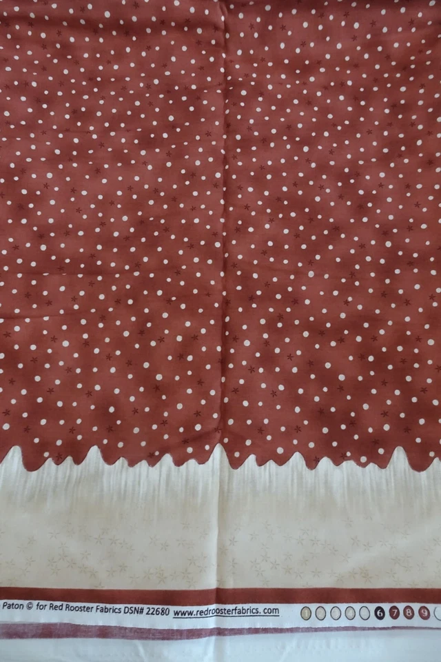 Jacqueline Paton 红色公鸡边框棉质面料 2 码 45 英寸 w 男式太多 — 第 1/4 张图片