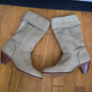 Frye Women's Midcalf Leather Boots 9 1/2M Beige USA - Picture 1 of 17