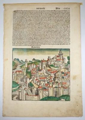 Antiguo siglo XV HORARIO HARTMANN NUREMBERG alemán hoja crónica RAVENNA 1493 Foto 1 de 4