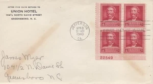 875  2c  DR. CRAWFORD LONG -  FAM -  Union Hotel - Plate block of 4 - Picture 1 of 1