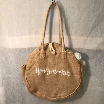 SHIRALEAH LUNA DE MIEL YUTE BOLSO/BOLSO REDONDO, NATURAL, DOBLE ASA, CIERRE DE BUCLE Foto 1 de 4