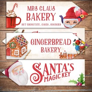 Navidad Pan de Jengibre Panadería Chocolate Caliente Letreros Decoración Flechas Decoración de Navidad X4 - Imagen 1 de 2