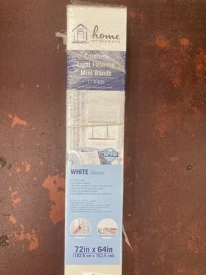 Home Impressions 72 In. x 64 In. x 1 In. White Vinyl Light Filtering Cordless - Image 1 of 3