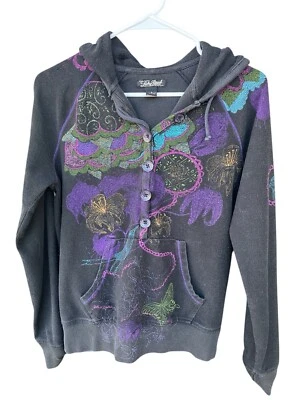 Vintage Y2K Lucky Fairy Grunge Hoodie Size S Butterfly Hummingbird Flowers Boho - Image 1 of 4
