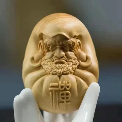 1 pieza adornos chinos de boj patriarca Bodhidharma hechos a mano talla regalos Foto 1 de 4