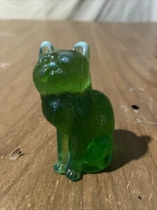 MOSSER GLAS - SAMMLERSTÜCK VINTAGE GLAS KATZE GRÜN - Bild 1 von 6