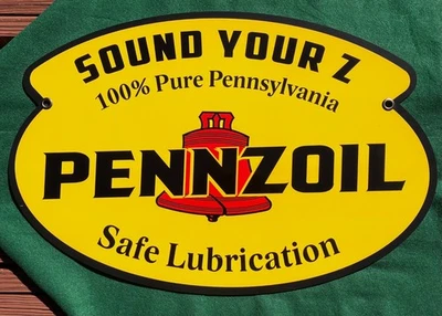 OLD STYLE PENNZOIL "SOUND YOUR Z" MOTOR OIL SINGLE-SIDED DIECUT SIGN - Image 1 of 2