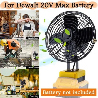 Jobsite 风扇适用于 Dewalt 20V 锂离子电池无绳重型钢制野营风扇 — 第 1/4 张图片