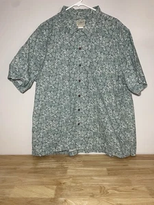 LL Bean Hombres XXL Tropics Manga Corta Camisa Hawaiana Botón Verde Enebro Concha Marina - Imagen 1 de 20