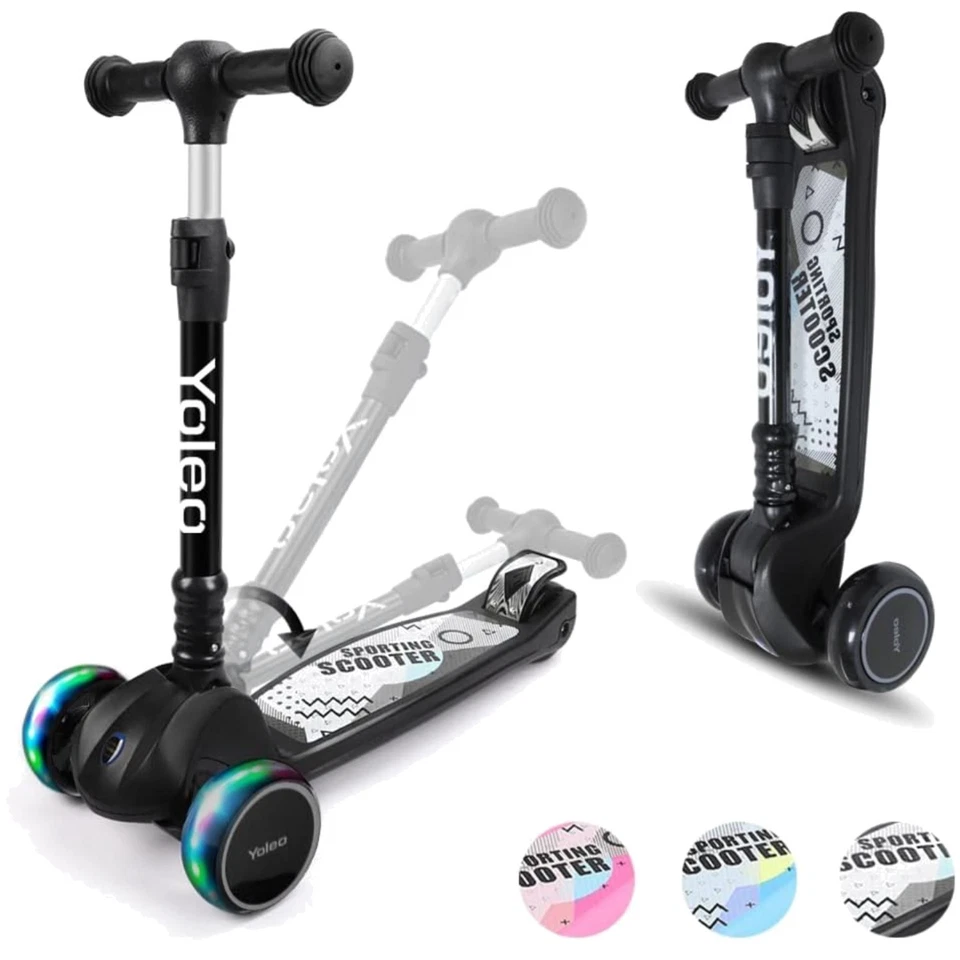 Kinderroller, Dreiradscooter, LED Räder, verstellbarer Lenker, faltbar, 50kg - Bild 1 von 1