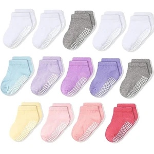 Non-Slip Ankle Grip Low Cut Toddler Socks, 14 Pack, Pastel Colors, 3-5 Years Old - Picture 1 of 6