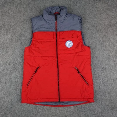 Adidas Chaleco Para Hombres Mediano Rojo Gris Trifolio Originales Parche Puffer Senderismo Aire Libre Foto 1 de 4