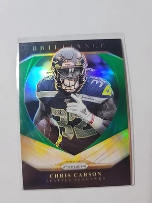 Chris Carson ~ 2020 Panini Prizm ~ Brilliance Green Prizm - Image 1 of 2