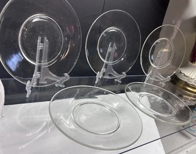 Vintage Libbey Crisa Moderno Glass Dinner Plates Clear RARE Heavily Scratched-5 - Image 1 of 4