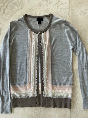 J. CREW Collection Cashmere Conjunto Suéter Gêmeo Cardigã Regata Taupe Pêssego Marfim XS - Imagem 1 de 4