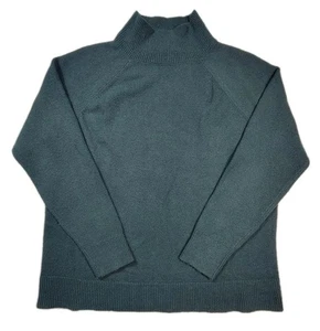 Loft Mock Neck Knit Sweater Womens Size Large Green Lightweight - Picture 1 of 8