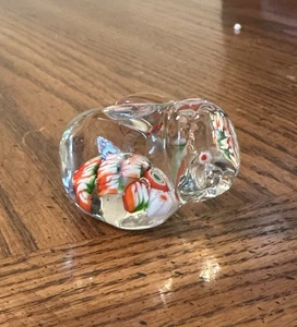 Bunny Rabbit Figurine Blown Glass Paperweight Millefiori Crystal 2.25x1.5x1.5” - Picture 1 of 10