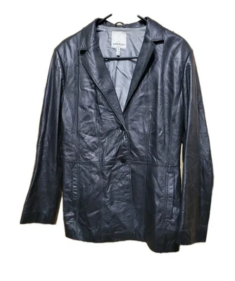 Chaqueta Blazer Anne Klein de Cuero Negra para Mujer Talla Mediana Foto 1 de 4