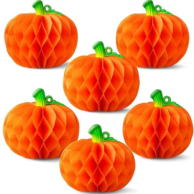 New KatchOn Pumpkin Table Centerpieces - Big 10 Inch, Pack of 6 Honeycomb Paper - Image 1 of 4