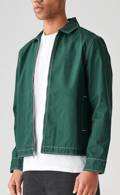 Chaqueta de sarga clásica con cremallera frontal Globe Off Course con mezcla de algodón orgánico Foto 1 de 4